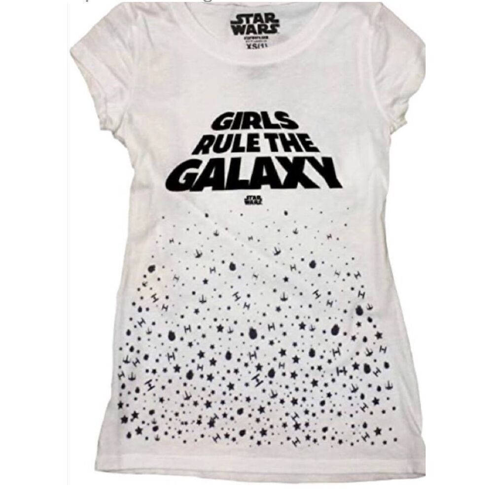 Junior Womens Star Wars Girls Rule Shirt The Galaxy - Sz M 7/9
